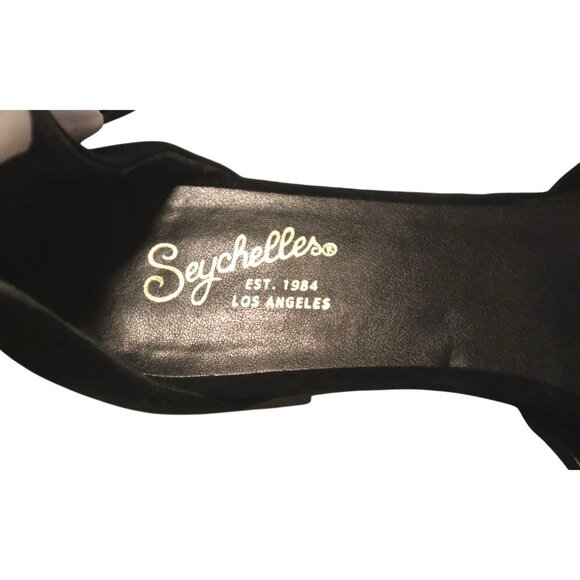 Seychelles Black Suede Ankle Strap d’Orsay Flats Downtown Minimalist Chic - Picture 2 of 8